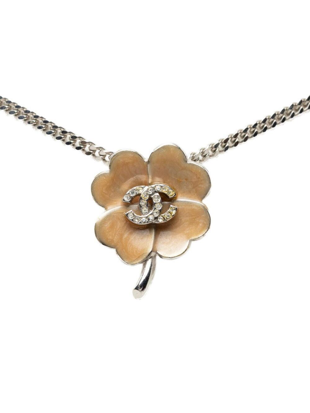 Chanel Cc Logo Clover Pendant Necklace #327618C67B